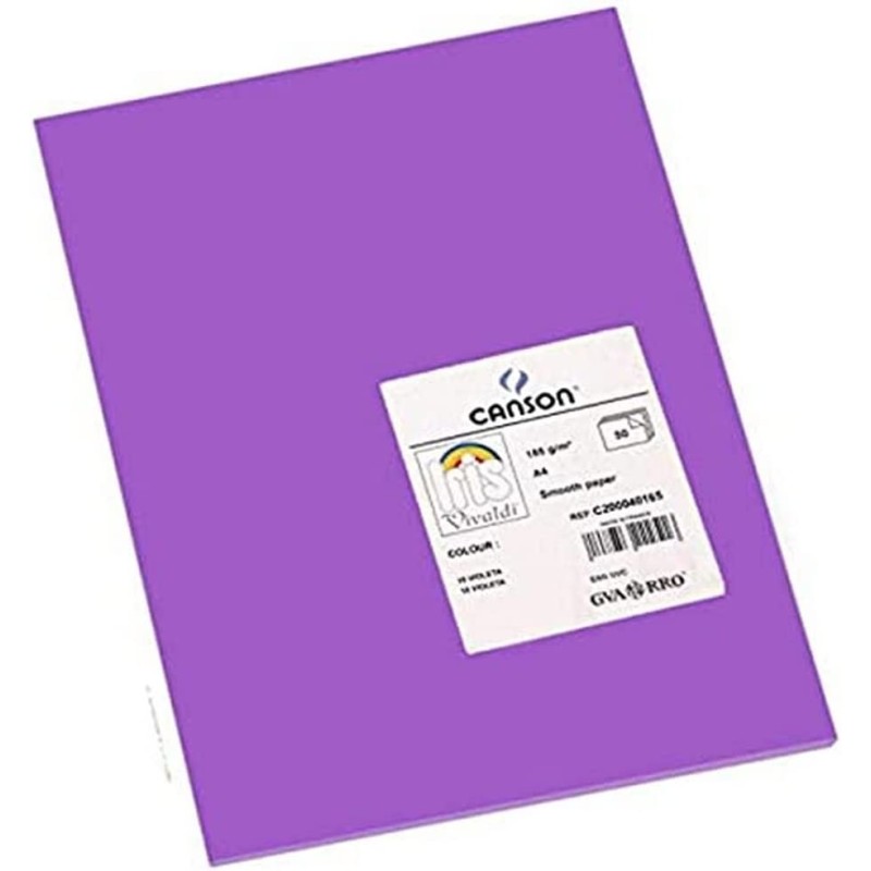 Canson Guarro Pack de 50 Cartes A4 Iris de 185g - 21x29,7cm - Couleur Violet