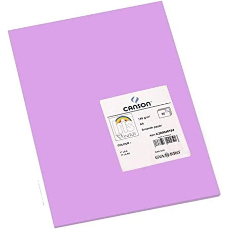 ✅ Canson Guarro Pack de 50 Cartes A4 Iris de 185g - 21x29,7cm - Couleur Lilas couleur Morado en stock
