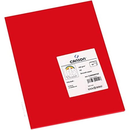 ✅ Canson Guarro Pack de 50 Cartes A4 Iris de 185g - 21x29,7cm - Couleur Rouge couleur rouge en stock
