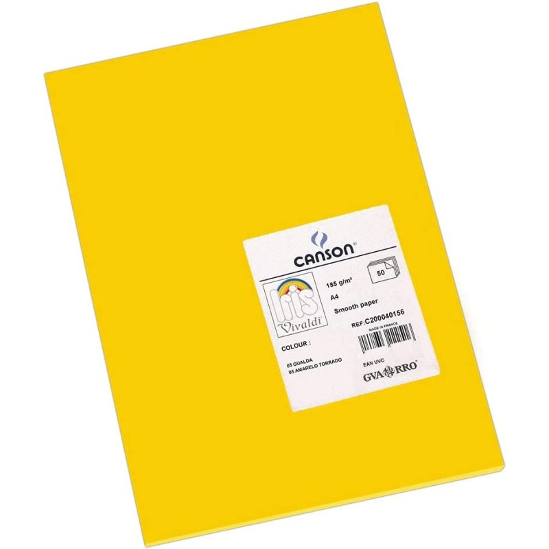 Canson Guarro Pack de 50 Cartes A4 Iris de 185g - 21x29,7cm - Couleur Gualda