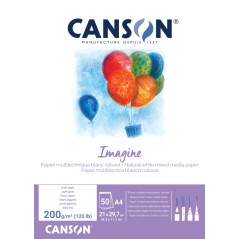 ✅ Canson Imagine Bloc de 50 Feuilles A4 Collées - Grain Fin - 21x29,7cm - 200g - Couleur Blanc couleur Blanc en stock