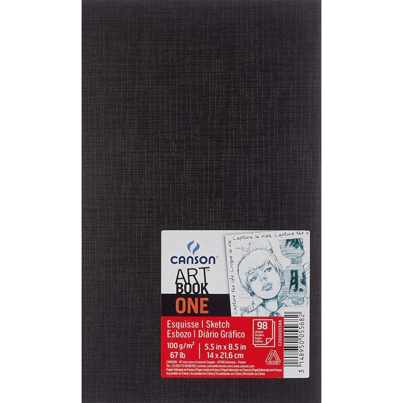 Canson Sketch One Fine Carnet de Dessin avec 98 Feuilles - 14x21,6cm - 100g - Couleur Blanc