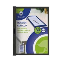 ✅ Dossier Bismark avec Clip - Format A4 - Jusqu'à 30 Feuilles couleur Noir/transparent en stock