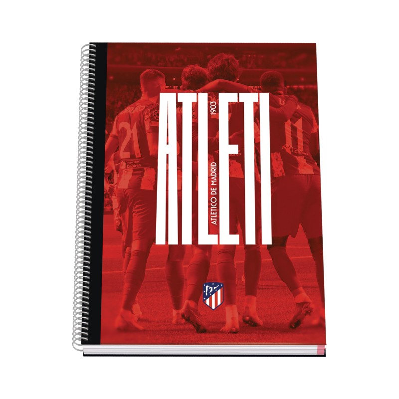 Dohe Atletico de Madrid Atleti Cahier à spirale avec couverture en carton ligné - Format A4 de 100 feuilles 90gr - Feuilles