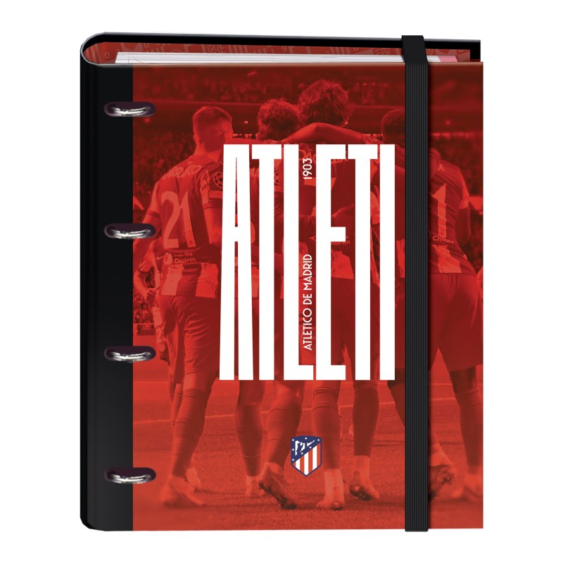 Dohe Atletico de Madrid Atleti Classeur à 4 anneaux Format A4 avec recharge de 100 feuilles - Intercalaires 4 couleurs