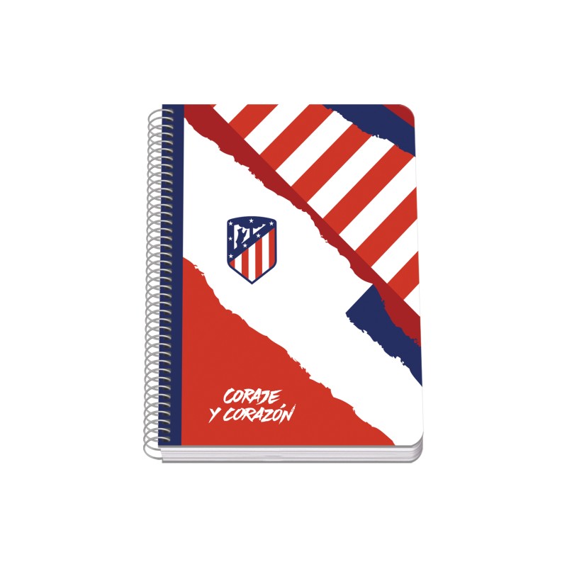 Dohe Atletico de Madrid Courage et Coeur Cahier à Spirale Couverture Rigide - Format A5 de 80 Feuilles 90gr - Feuilles avec