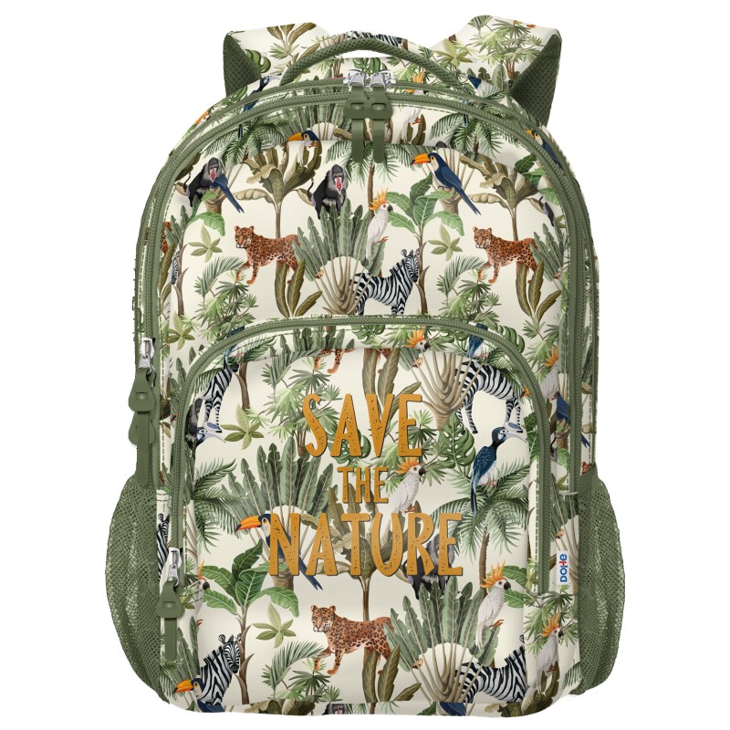 Dohe WWF Save the Nature Grand Sac à Dos Scolaire - 3 Compartiments - Poches Latérales - Bretelles Rembourrées et Ajustables