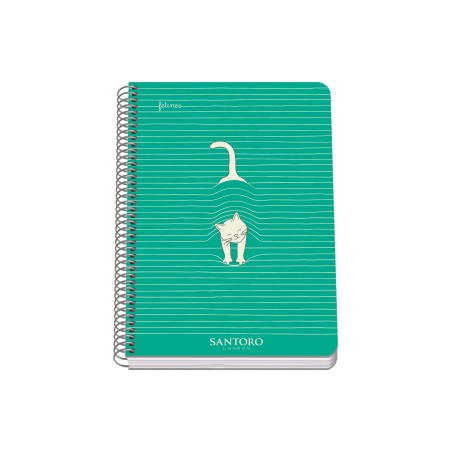✅ Dohe Santoro Felines Cahier à Spirale Couverture Rigide - Format A5 de 80 Feuilles 90gr - Feuilles avec Grill en stock