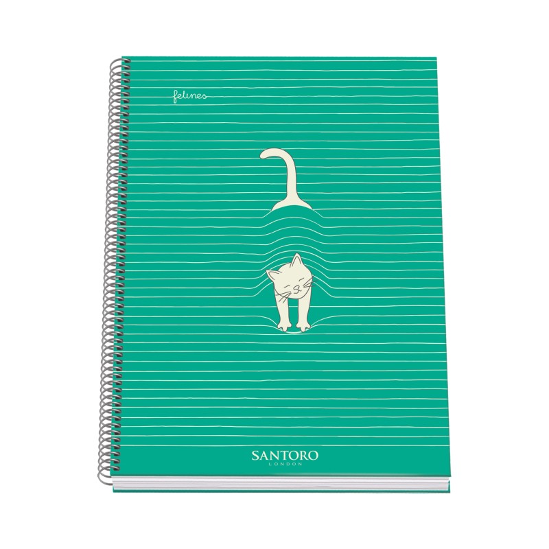 Dohe Santoro Felines Cahier Relié à Spirale - Format A4 de 100 Feuilles 90gr - Feuilles Microperforées à 4 Trous - Grille de 5mm Dohe Santoro Felines Cahier Relié à Spirale - Format A4 de 100 Feuilles 90gr - Feuilles Microperforées à 4 Trous - Grille de 5mm