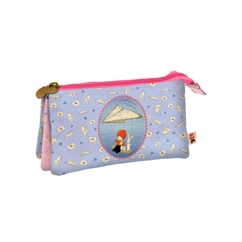 Dohe Santoro Poppi Loves Messenger Triple Trousse - 3 Compartiments - Fermetures Éclair