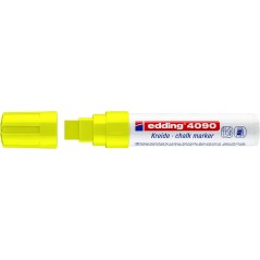 ✅ Edding 4090 Marqueur Craie Liquide - Pointe Biseautée - Trait Entre 4 et 15mm - Odeur Neutre - Couleur Jaune en stock