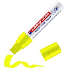 Edding 4090 Marqueur Craie Liquide - Pointe Biseautée - Trait Entre 4 et 15mm - Odeur Neutre - Couleur Jaune Fluo