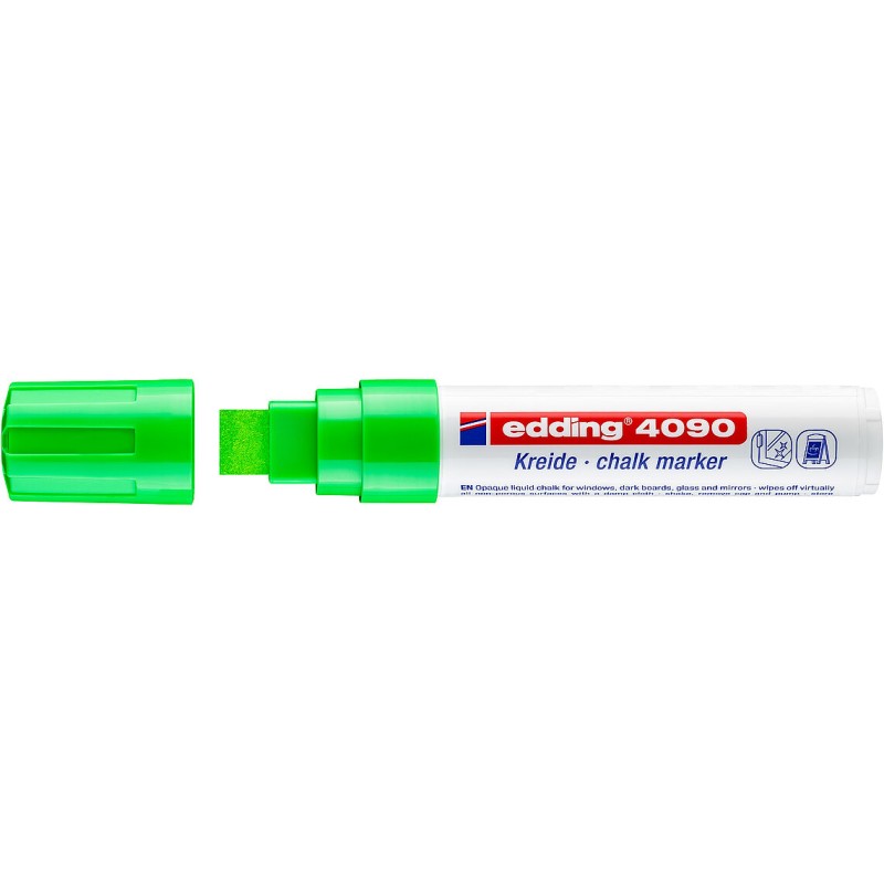Edding 4090 Marqueur Craie Liquide - Pointe Biseautée - Trait Entre 4 et 15mm - Odeur Neutre - Couleur Vert Clair