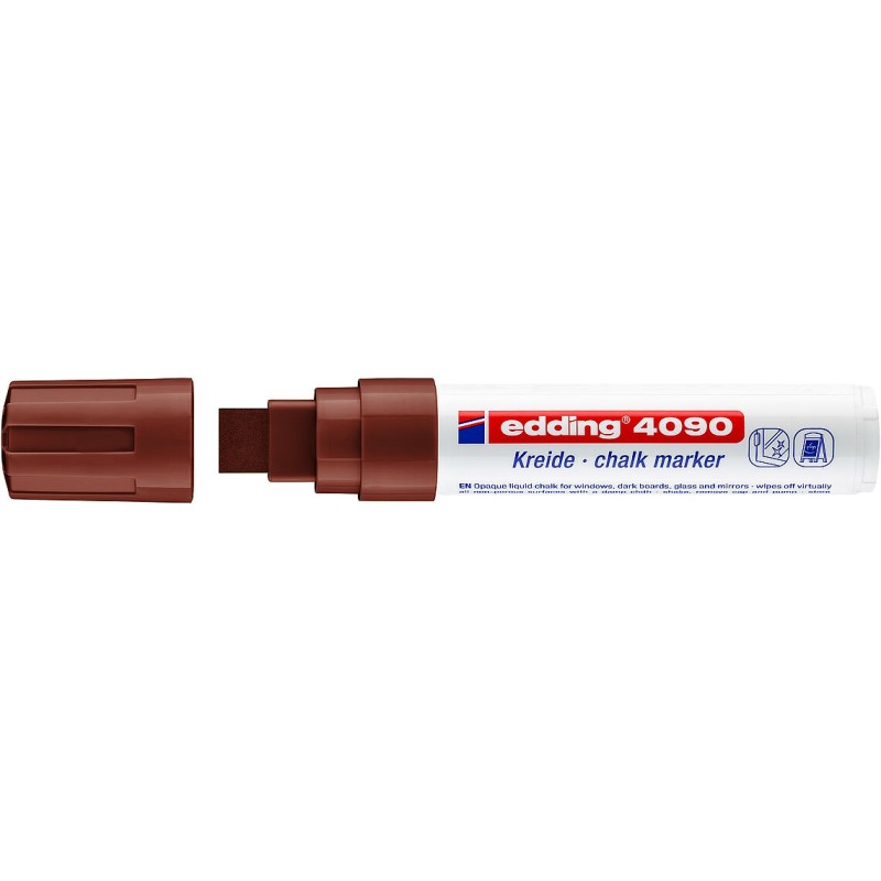 Edding 4090 Marqueur craie liquide - Pointe biseautée - Trait entre 4 et 15 mm - Odeur neutre - Couleur marron