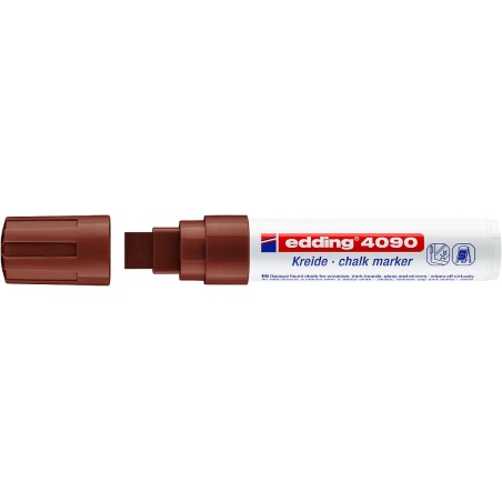 ✅ Edding 4090 Marqueur craie liquide - Pointe biseautée - Trait entre 4 et 15 mm - Odeur neutre - Couleur marro en stock