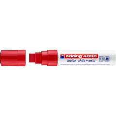 ✅ Edding 4090 Marqueur craie liquide - Pointe biseautée - Trait entre 4 et 15 mm - Odeur neutre - Couleur rouge en stock