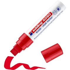 Edding 4090 Marqueur craie liquide - Pointe biseautée - Trait entre 4 et 15 mm - Odeur neutre - Couleur rouge