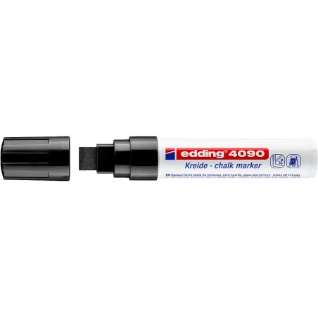 ✅ Edding 4090 Marqueur Craie Liquide - Pointe Biseautée - Trait Entre 4 et 15mm - Odeur Neutre - Couleur Noir c en stock