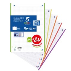 ✅ Oxford 100+20 Feuilles perforées A4 petits carreaux couleur Plusieurs couleurs en stock