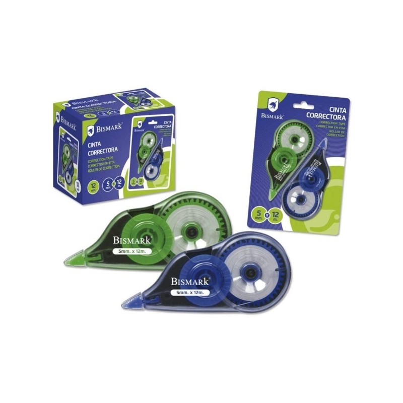 Ruban correcteur 5mm Bismark x2 couleurs assorties Ruban correcteur 5mm Bismark x2 couleurs assorties