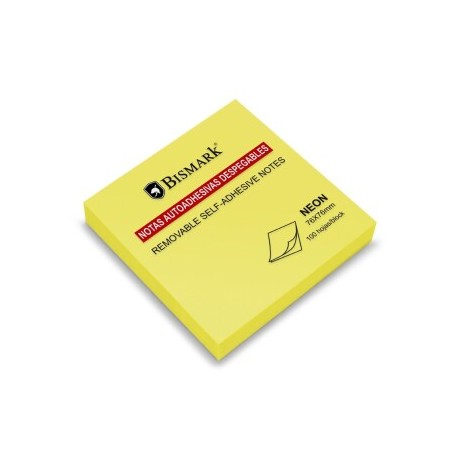 ✅ Bismark Bloc de 100 Notes Autocollantes 76x76mm - Couleur Jaune Fluo couleur jaune en stock