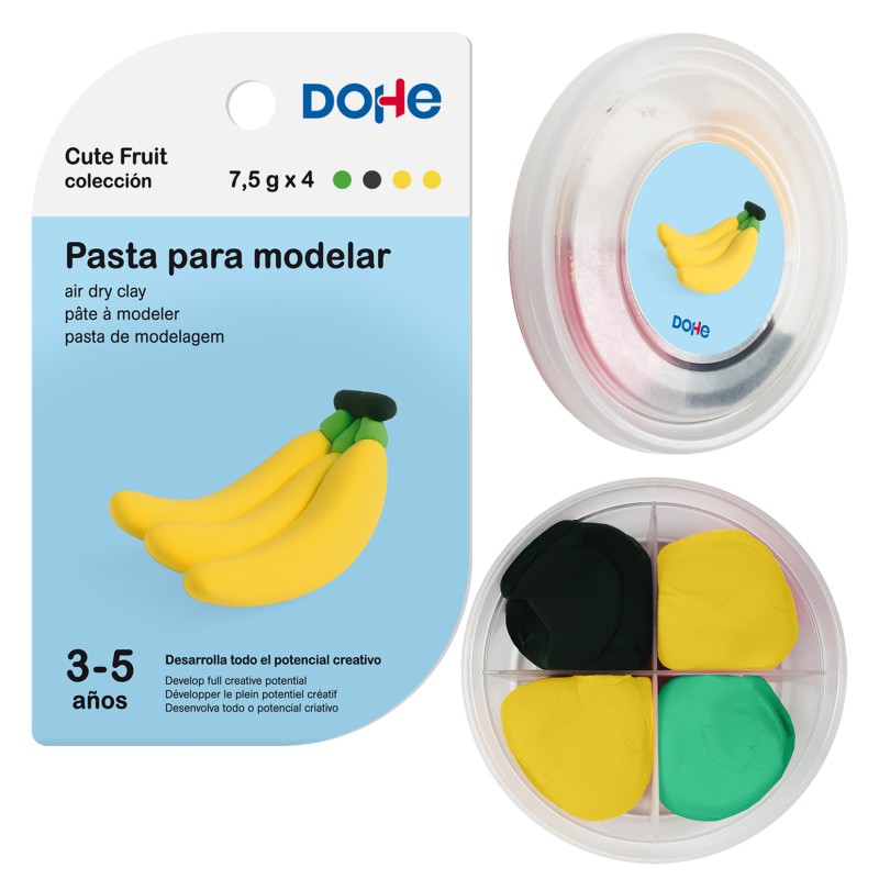 Dohe Cute Fruit Collection Pâte à modeler à la banane - Légère et flexible - Convient aux enfants de 3 à 5 ans