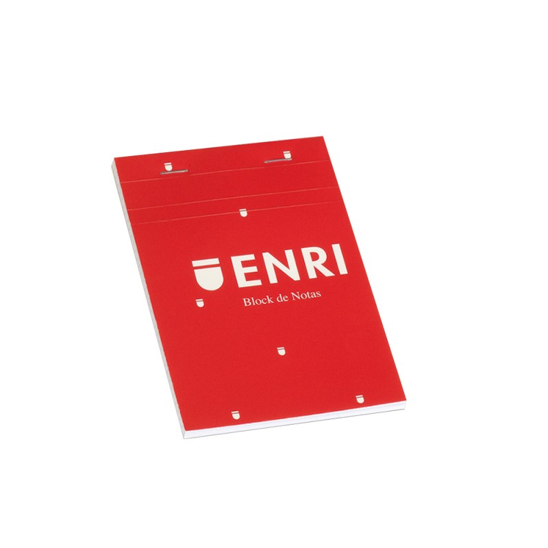 LOT de 10 Bloc-Notes Agrafé Enri Format A7 Carré 4x4mm - 80 Feuilles Microperforées - Couverture Souple Rouge