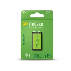 ✅ Batterie rechargeable GP ReCyko 200mAh 9V - Pré-chargée - Cycle de vie : jusqu'à 1000 fois couleur Plusieur en stock