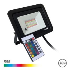 ✅ Projecteur Led Elbat 30W RGB - Télécommande - IP65 - Idéal pour l'extérieur couleur Noir en stock
