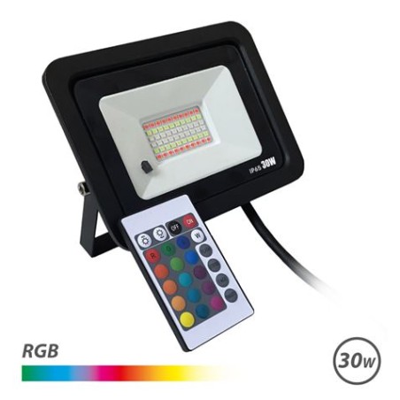 ✅ Projecteur Led Elbat 30W RGB - Télécommande - IP65 - Idéal pour l'extérieur couleur Noir en stock