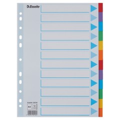 ✅ Esselte Intercalaires 12 Positions - Multi-trous - 6 Couleurs - Carton - Format A4 couleur Plusieurs couleurs en stock