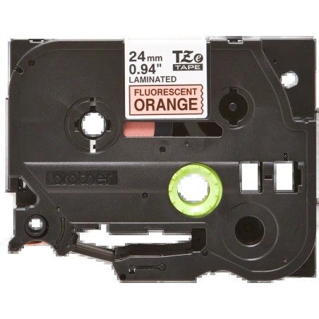 Brother TZeB51 Original Ruban d'étiquettes plastifiées fluorescentes - Texte noir sur fond orange - Largeur 24 mm x 5 mètres
