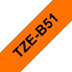 ✅ Brother TZeB51 Original Ruban d'étiquettes plastifiées fluorescentes - Texte noir sur fond orange - Largeur en stock