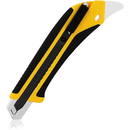 Olfa L5-AL Grand Cutter avec Poignée Antidérapante - Verrouillage Automatique - Pointe en Métal Dur - Canal en Acier Inoxydable