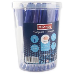 Stylos à bille triangulaires bleus lot de 36 MKtape