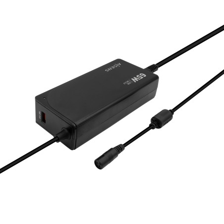 Aisens Chargeur Multitension Universel Automatique 65W pour Ordinateur Portable avec 9 Connecteurs + USB-A QC.3.0 - Couleur