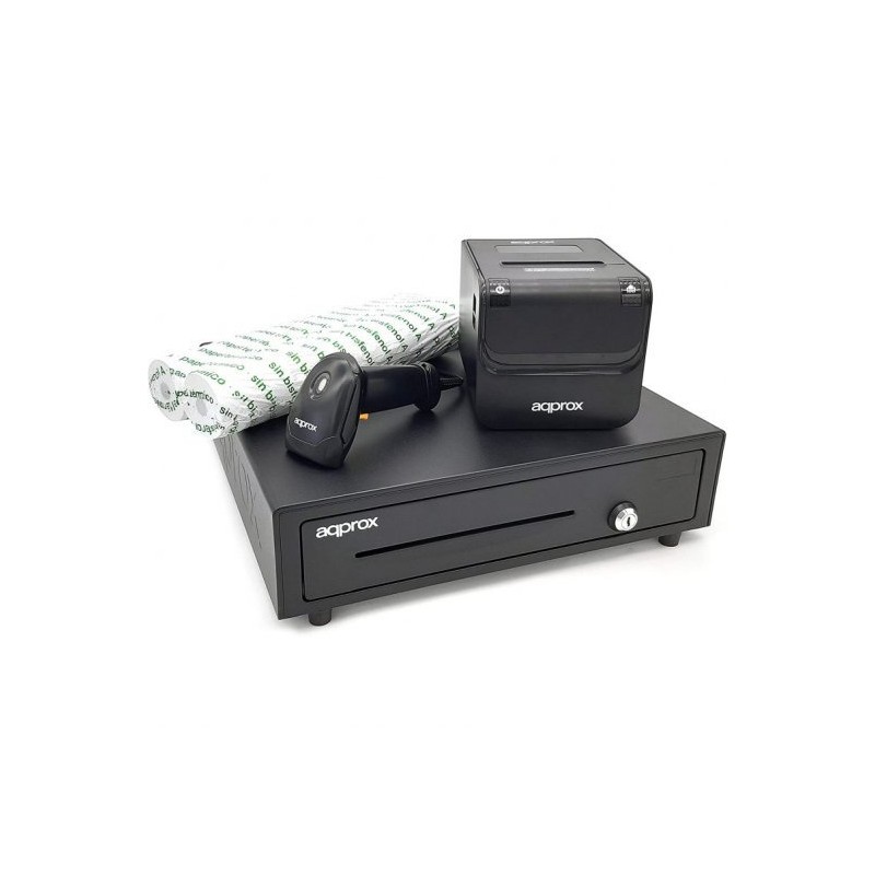 APPROX Pack Tiroir-caisse POS + Imprimante thermique + Lecteur de code + Rouleaux APPROX Pack Tiroir-caisse POS + Imprimante thermique + Lecteur de code + Rouleaux