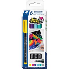 ✅ Staedtler Lot de 6 marqueurs permanents couleur en stock