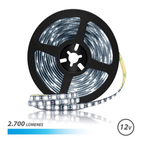 ✅ Ruban LED Elbat 12V 2700lm - Lumière Froide 6500K - 30 Leds par Mètre - Longueur 5m couleur en stock