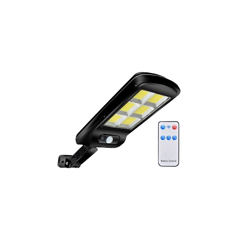 Elbat Cob Réverbère Solaire Led - 4500LM - Lumière Froide 6500K - Détecteur de Mouvement