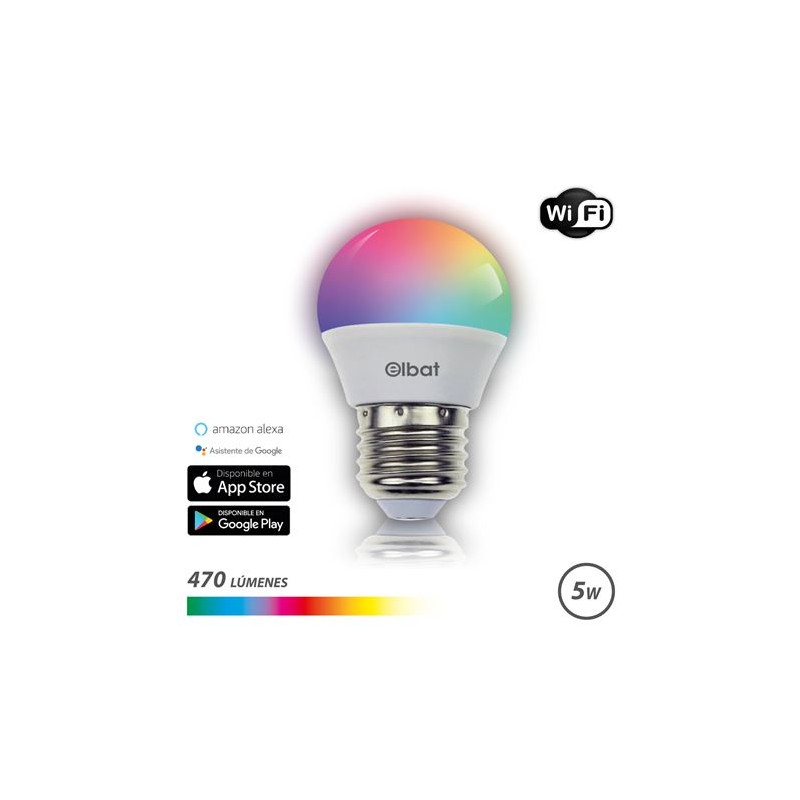 Elbat Smart Wi-Fi Ampoule LED Sphérique G45 E27 5W 470lm RVB - Température 2700K à 6000K - Commande Vocale - Télécommande - 3