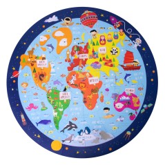 Apli Puzzle Circulaire Carte du Monde,