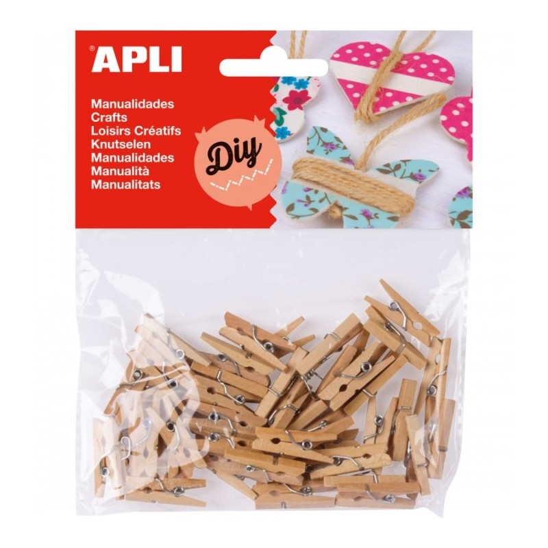 Apli Pack 45 Mini Pinces à Linge Bois