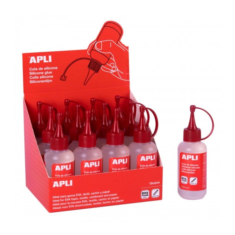 LOT de 12 Apli Présentoir de 12 Colles Silicone 100 ml - Sans Méthanol - Non Instantané