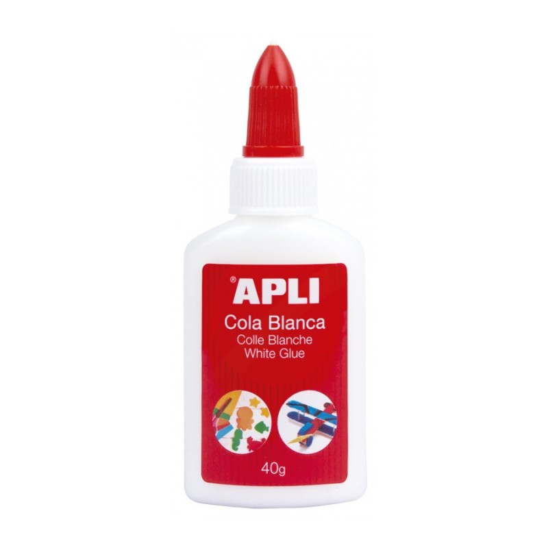 Apli White Colle Liquide 40g - Applicateur de Pointe - Sans Solvant et Non Toxique - Convient à un Usage Scolaire