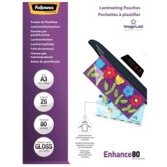 ✅ Fellowes Lot 25 Pochettes A3, 80 microns couleur en stock
