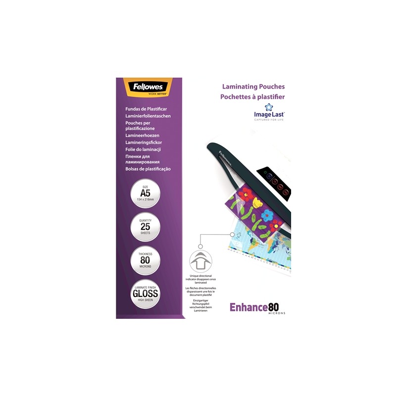 Fellowes Lot 25 Pochettes A5, 80 microns