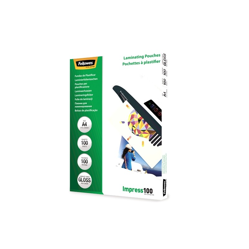 Fellowes Lot 100 Pochettes A4, 100 microns