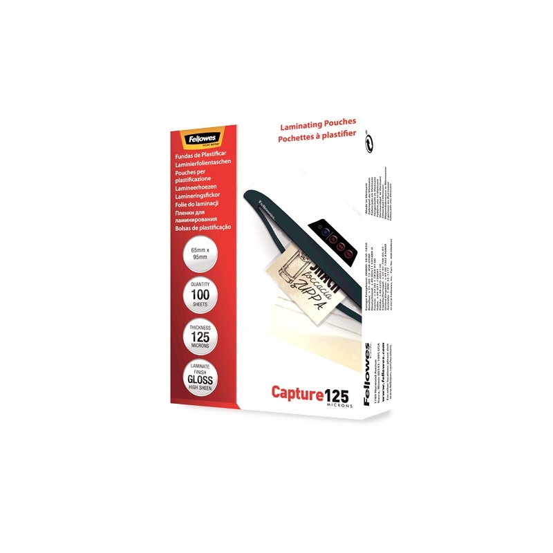Fellowes Lot 125 Pochettes pour Cartes 65x95mm, 125 microns