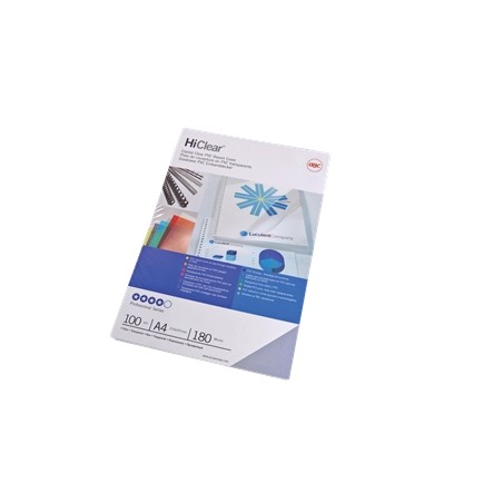 GBC HiClear Lot de 100 couvertures de reliure A4 - 180 microns - Couleur transparente